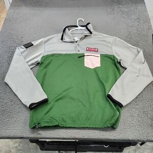 Ethik Sweatshirt Mens XL Green Snap Mock Neck Colorblock Zip Pocket Fleece